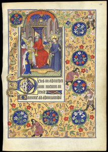 f.135r Miniatyr av Pilatus som vasker hendene om Jesu skjebne, fra 
