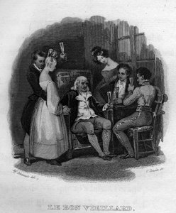 den gode gamle Chanson de Beranger i «» Oeuvres fullfører»» (1834) av Pierre Jean de Beranger (1780-1857), fransk poet og viseskriver. av French School
