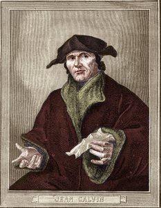 portrett av Jean Calvin (1509-1564), fransk religiøs reformator og forfatter. av French School