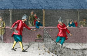 short palm gold ekte tennis - Utsikt over et palmespill på 1700-tallet av French School