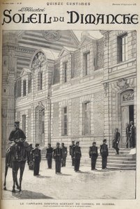 the Dreyfus affair- The captain Alfred Dreyfus going out of Conseil de guerre - Dreyfus case - Proces de Rennes - Alfred Dreyfus leaving the Conseil de guerre (1899) - “Le soleil du diamanche”” of 1899 av French School