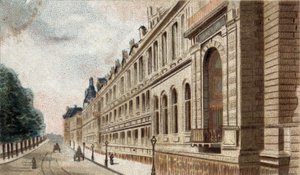utsikt over Palais du Louvre i Paris. av French School