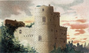 utsikt over slottet Clisson (nedre Loire) av French School