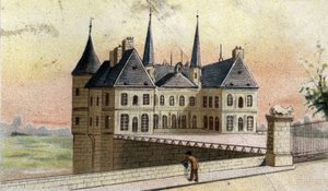 utsikt over slottet i Randan (Puy de dome) av French School
