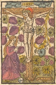 Kristus på korset med en vinranke av French or Netherlandish 15th Century