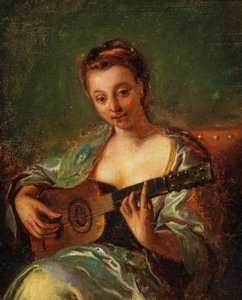 Dame som spiller gitar, 18 år gammel av French School