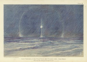 Lysfenomener i polarnatten, 22. november 1893, pastellskisse (farge litho) av Fridtjof Nansen