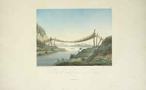Rope Bridge nær Penipe, tegnet av Marchais, gravert av Bouquet, illustrasjon fra 