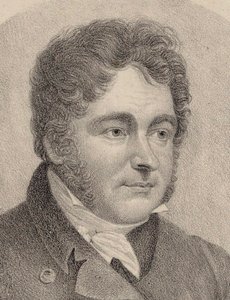Portrett av komponisten Johann Bernhard Logier 1777-1846. av Friedrich August Fricke