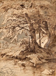 trestudie av Friedrich August Mathias Gauermann