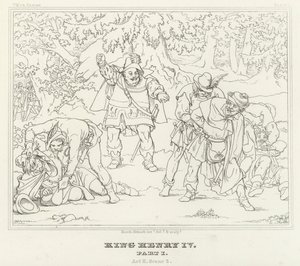Kong Henrik IV, del I, akt II, scene 2 (gravering) av Friedrich August Moritz Retzsch