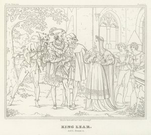 King Lear, akt I, scene 4 (gravering) av Friedrich August Moritz Retzsch