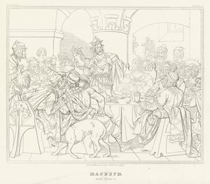 Macbeth, akt III, scene 4 (gravering) av Friedrich August Moritz Retzsch