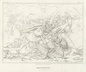 Macbeth, akt V, scene 7 (gravering) av Friedrich August Moritz Retzsch
