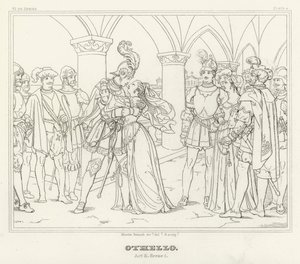 Othello, akt II, scene 1 (gravering) av Friedrich August Moritz Retzsch