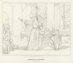 Romeo og Julie, akt IV, scene 3 (gravering) av Friedrich August Moritz Retzsch