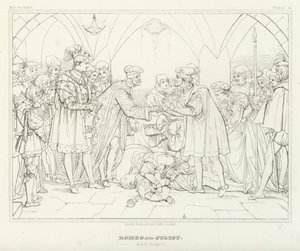 Romeo og Julie, akt V, scene 3 (gravering) av Friedrich August Moritz Retzsch