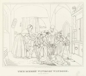 The Merry Wives of Windsor, Act III, Scene 3 (gravering) av Friedrich August Moritz Retzsch