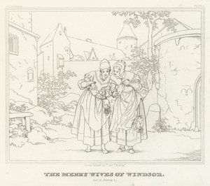 The Merry Wives of Windsor, Act II, Scene 1 (gravering) av Friedrich August Moritz Retzsch
