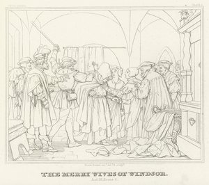 The Merry Wives of Windsor, akt IV, scene 2 (gravering) av Friedrich August Moritz Retzsch