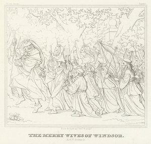 The Merry Wives of Windsor, Act V, Scene 3 (gravering) av Friedrich August Moritz Retzsch