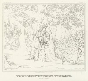 The Merry Wives of Windsor, Act V, Scene 4 (gravering) av Friedrich August Moritz Retzsch