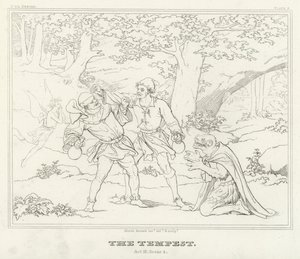 The Tempest, Act III, Scene 2 (gravering) av Friedrich August Moritz Retzsch