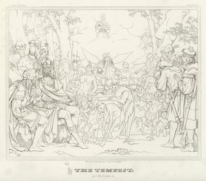The Tempest, Act III, Scene 3 (gravering) av Friedrich August Moritz Retzsch