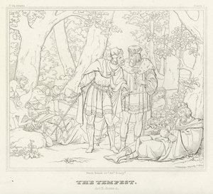 The Tempest, Act II, Scene 1 (gravering) av Friedrich August Moritz Retzsch