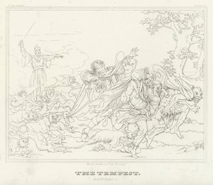 The Tempest, Act IV, Scene 1 (gravering) av Friedrich August Moritz Retzsch