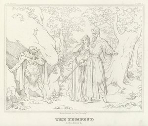 The Tempest, Act I, Scene 2 (gravering) av Friedrich August Moritz Retzsch