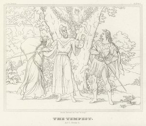 The Tempest, Act I, Scene 2 (gravering) av Friedrich August Moritz Retzsch