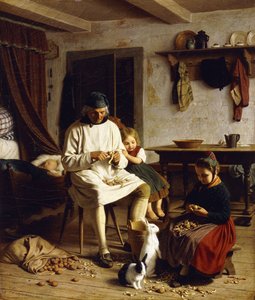 Familiearbeid, 1859 av Friedrich Edouard Meyerheim