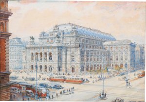 Utsikt over Wiens statsopera. av Friedrich Frank