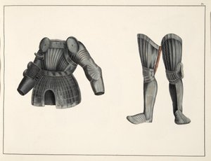 Rustning, plate fra A History of the Development and Customs of Chivalry, av Dr. Franz Kottenkamp, utgitt av Carl Hoffmann, 1842 av Friedrich Martin von Reibisch