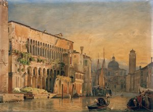Canal Grande med Palazzo Fondaco dei Turchi av Friedrich Nerly