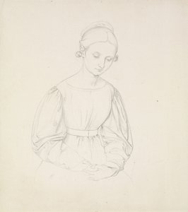 Portrett av kunstnerens kone, Nina, ca. 1830 (grafitt på papir) av Friedrich Overbeck