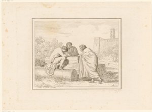 Tre unge menn Scener fra hverdagen i Italia Figur, prese dal vero, ed incise a aqua forte (serietittel) av Friedrich Rehberg