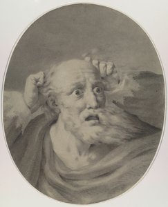 Gammel mann med skjegg, skurrer i håret. av Friedrich Rehberg