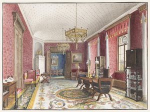 Det røde rommet, Schloss Fischbach, ca. 1846