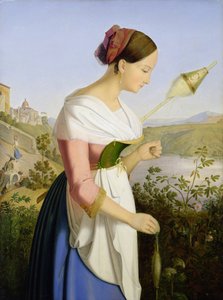 Italiensk jente med en snurrende kjole av Friedrich Wilhelm Mueller