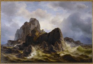 Klippe blant brenninger (maleri) av Friedrich the Younger Preller