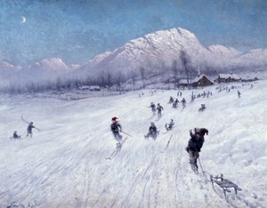 Vinterettermiddag under Ulriken (Bergen) (olje på lerret) av Frithjof Smith Hald
