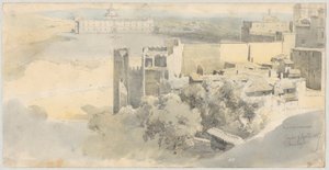 Toledo med utsikt over Alcazar av Fritz (Friedrich) Bamberger