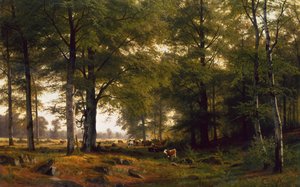 Et skogslandskap med en kuhyrde av Fritz Carl Werner Ebel