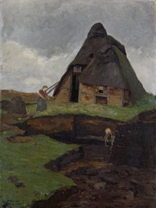 Mire Cottage med barn av Fritz Overbeck