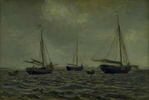 Skip ved anker av Fritz Syberg