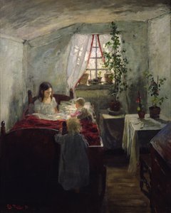 Interiør med barn av Fritz Thaulow