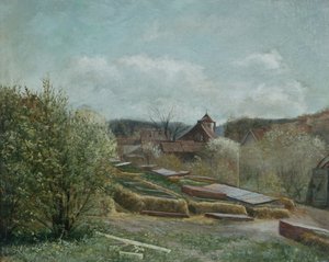 Landskap med Oslo sykehus, ca. 1880 (maleri)