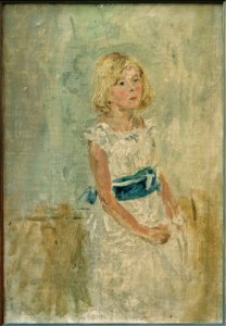 Blond jente med blått bånd av Fritz von Uhde
